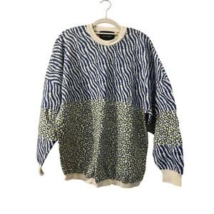 Spirit Jersey‎ New York Graphic Sweatshirt Animal Print Small